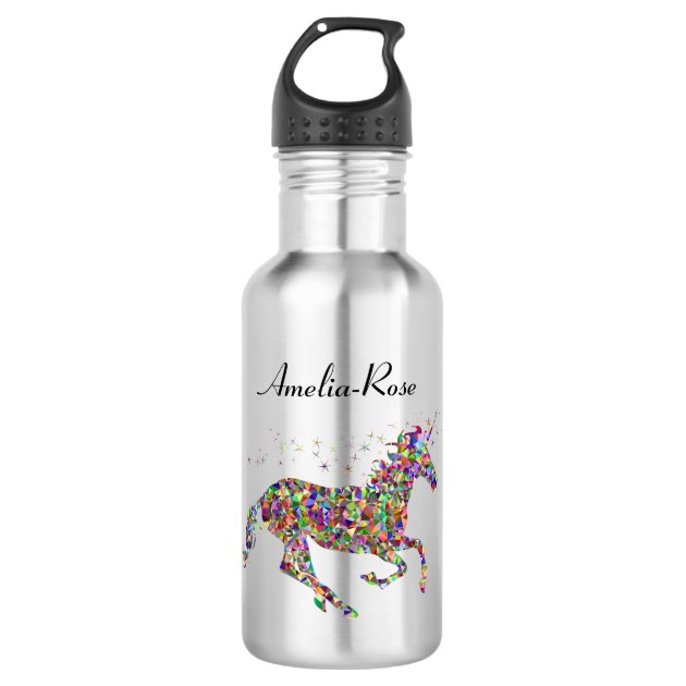 personalised UNICORN name stickers for kids water drinks bottle lunchbox